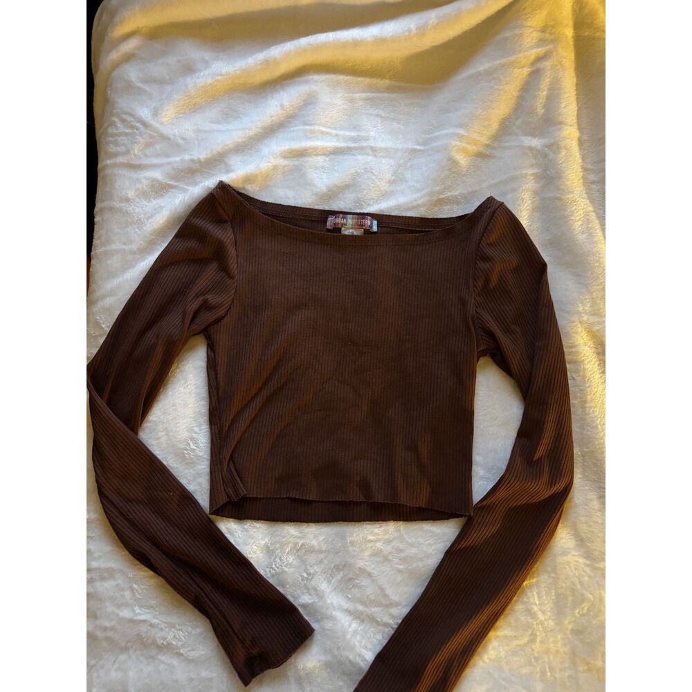 Urban Renewal Chocolate Brown Ribbed Crop Top
